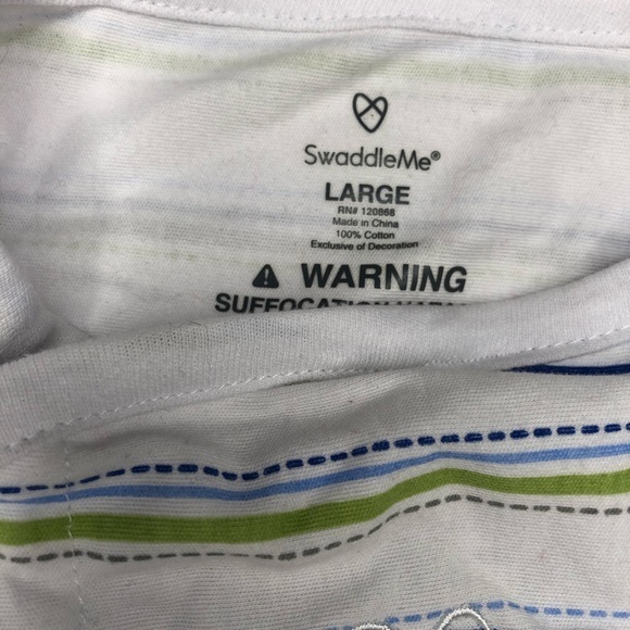 Swaddleme Striped Swaddle White Green Blue Large - Picture 3 of 4